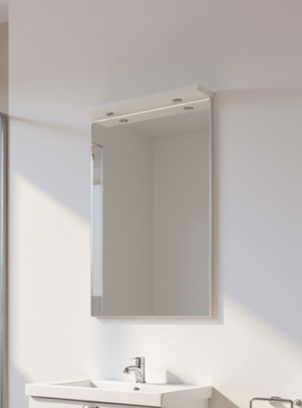 On Móveis Conjuntos de móveis para banheiro Gabinete para Banheiro e Espelho com Led 60cm Retro Mdf Branco Milano - On Móveis