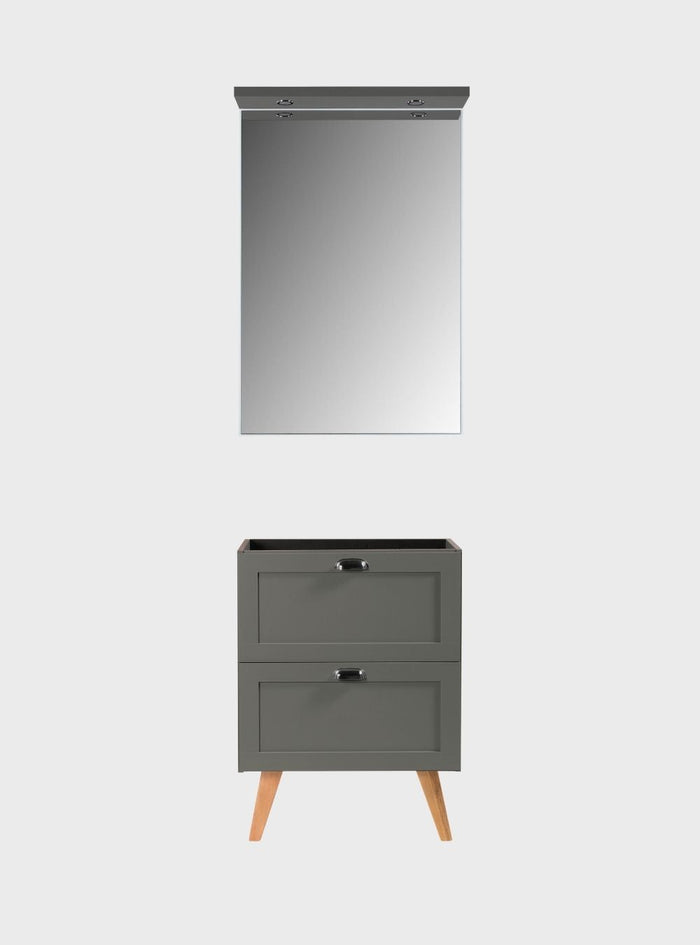 Gabinete para Banheiro e Espelho com Led 60cm Retro Mdf Verde Milano - On Móveis