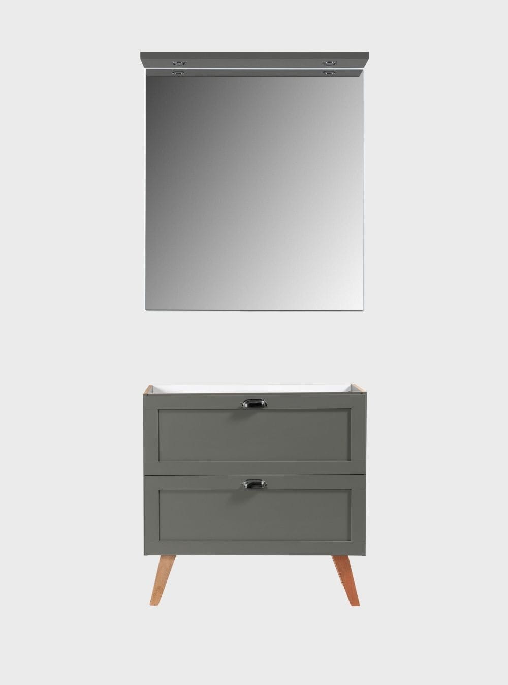 On Móveis Conjuntos de móveis para banheiro Gabinete para Banheiro e Espelho com Led 80cm Retro Mdf Verde Milano - On Móveis