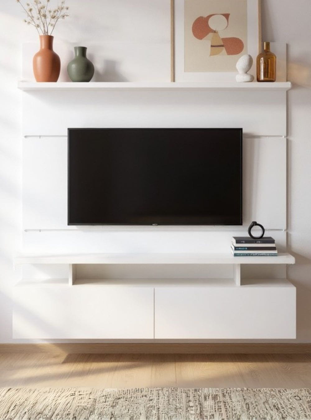 On Móveis Conjuntos de móveis para sala de estar Painel para TV Até 55 Polegadas 130cm Mdf Branco Veneza - On Móveis