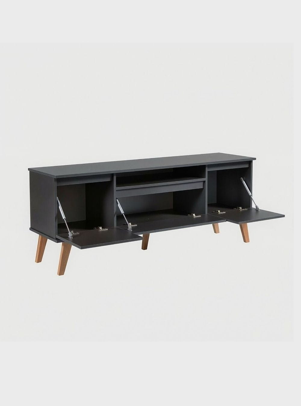 On Móveis Conjuntos de móveis para sala de estar Rack para TV 150cm Retro Mdf Grafite Dallas - On Móveis