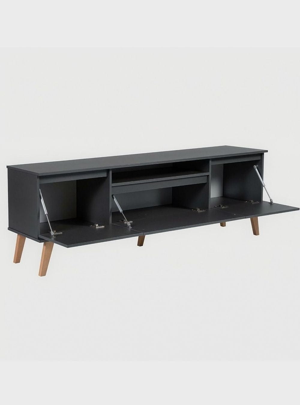 On Móveis Conjuntos de móveis para sala de estar Rack para TV 180cm Retro Mdf Grafite Dallas - On Móveis