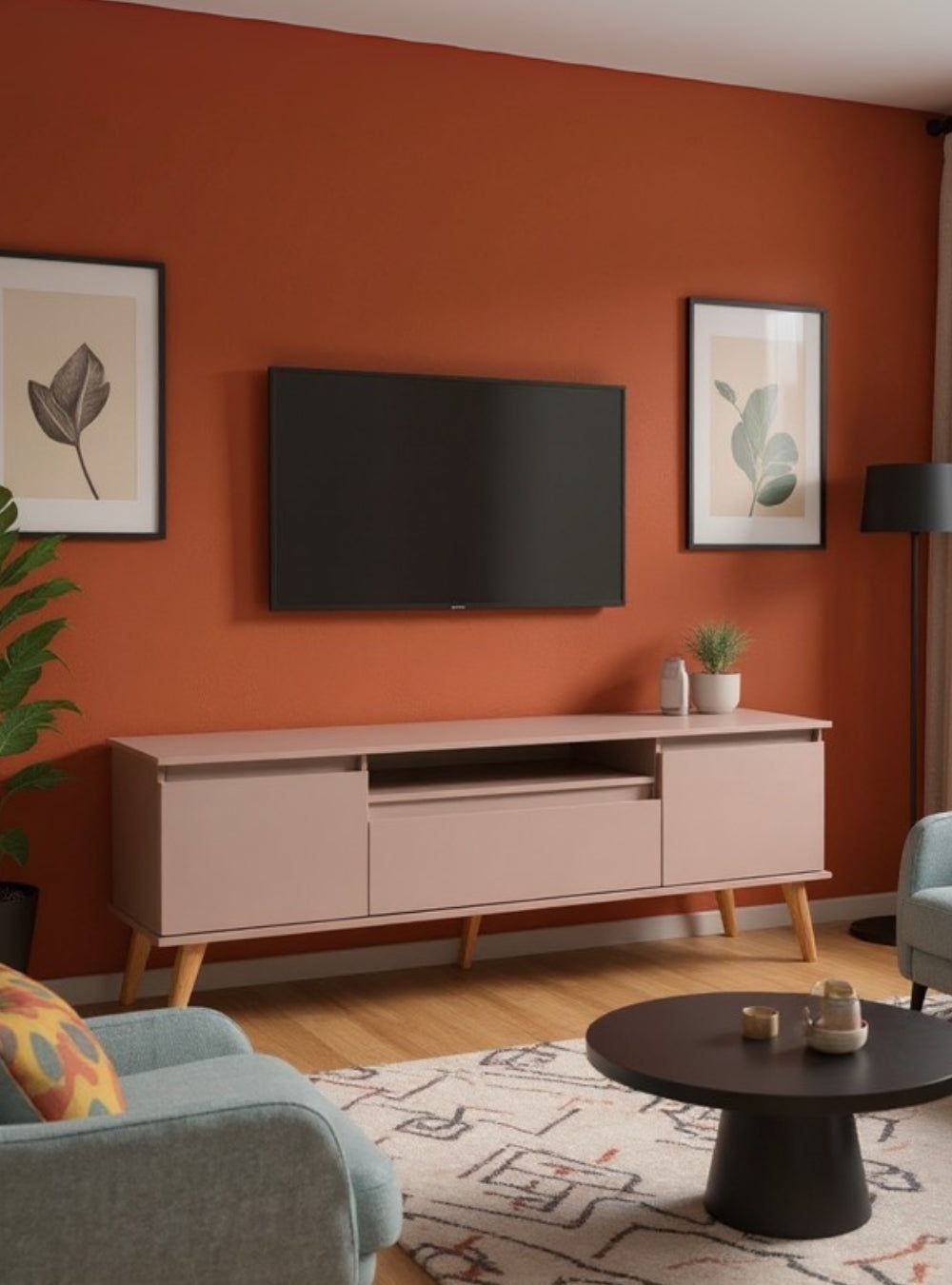 On Móveis Conjuntos de móveis para sala de estar Rack para TV 180cm Retro Mdf Rosa Dallas - On Móveis