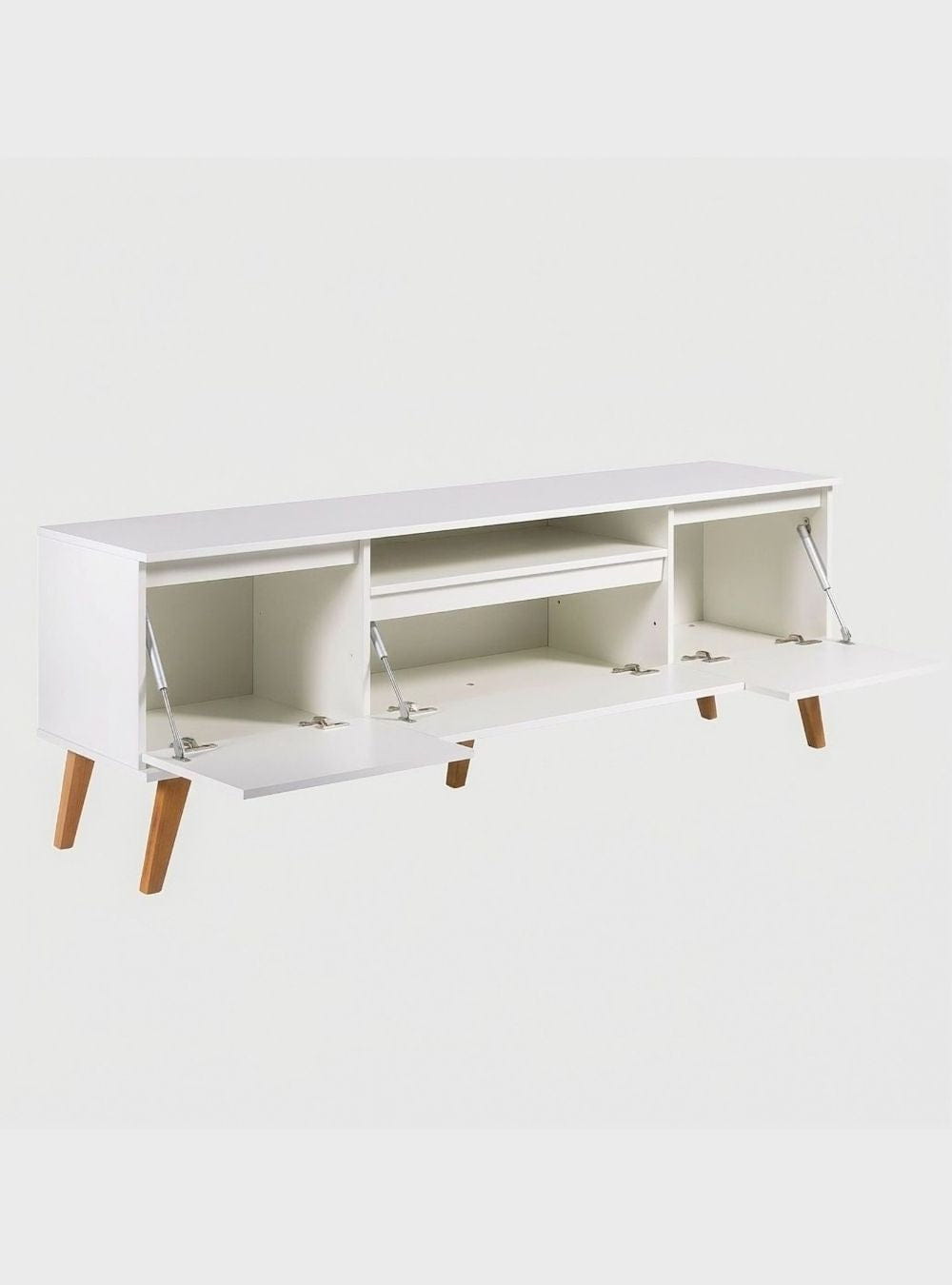 On Móveis Conjuntos de móveis para sala de estar Rack para TV com Prateleira 180cm Retro Mdf Branco Dallas - On Móveis