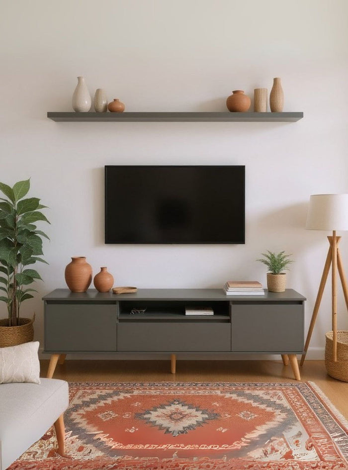 Rack para TV com Prateleira 180cm Retro Mdf Verde Dallas - On Móveis