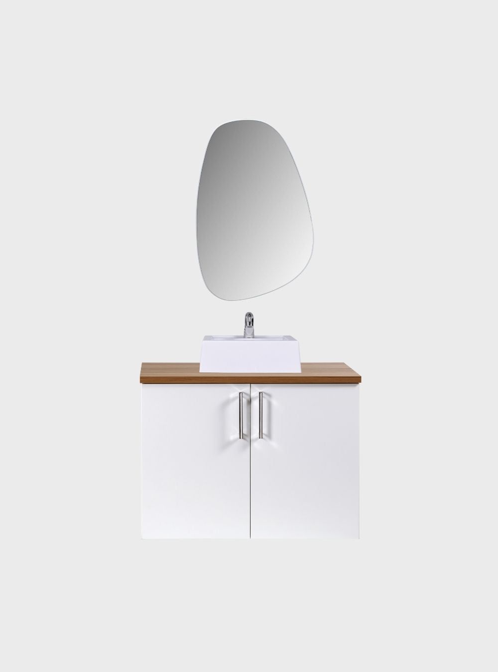 On Móveis Gabinete para Banheiro com Cuba e Espelho Organico 80cm Mdf Freijo com Branco Paris - On Móveis