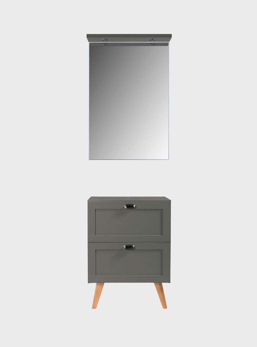 On Móveis Gabinete para Banheiro com Tampo e Espelho com Led 60cm Retro Mdf Verde Milano - On Móveis