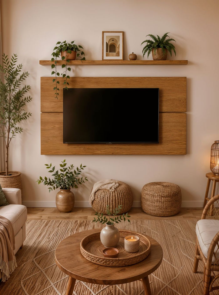 Painel para TV  com prateleira 180cm Retro Mdf Freijó Dallas - On Móveis