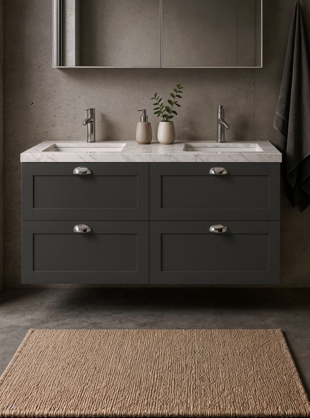 Gabinete para Banheiro 120cm Retro Mdf Grafite Milano - On Móveis