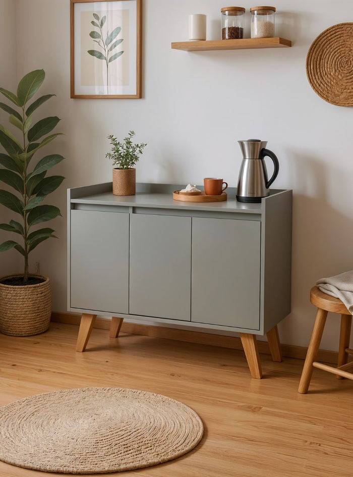 Aparador Buffet 90cm Retro Mdf Verde Madri - On Móveis
