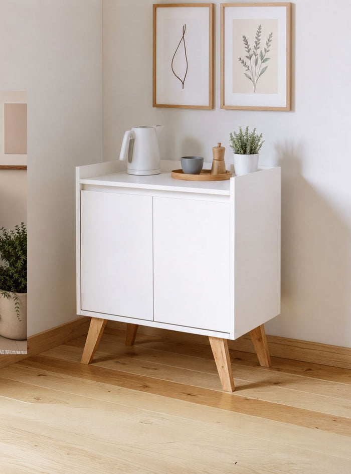 Aparador Buffet 60cm Retro Mdf Branco Madri - On Móveis