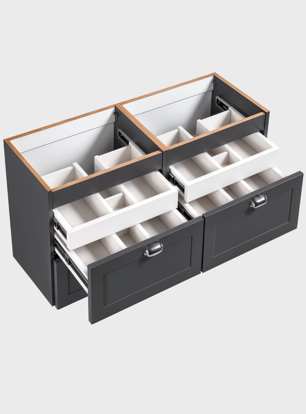 Gabinete para Banheiro com Tampo e 2 Cubas 120cm Retrô MDF Grafite Milano