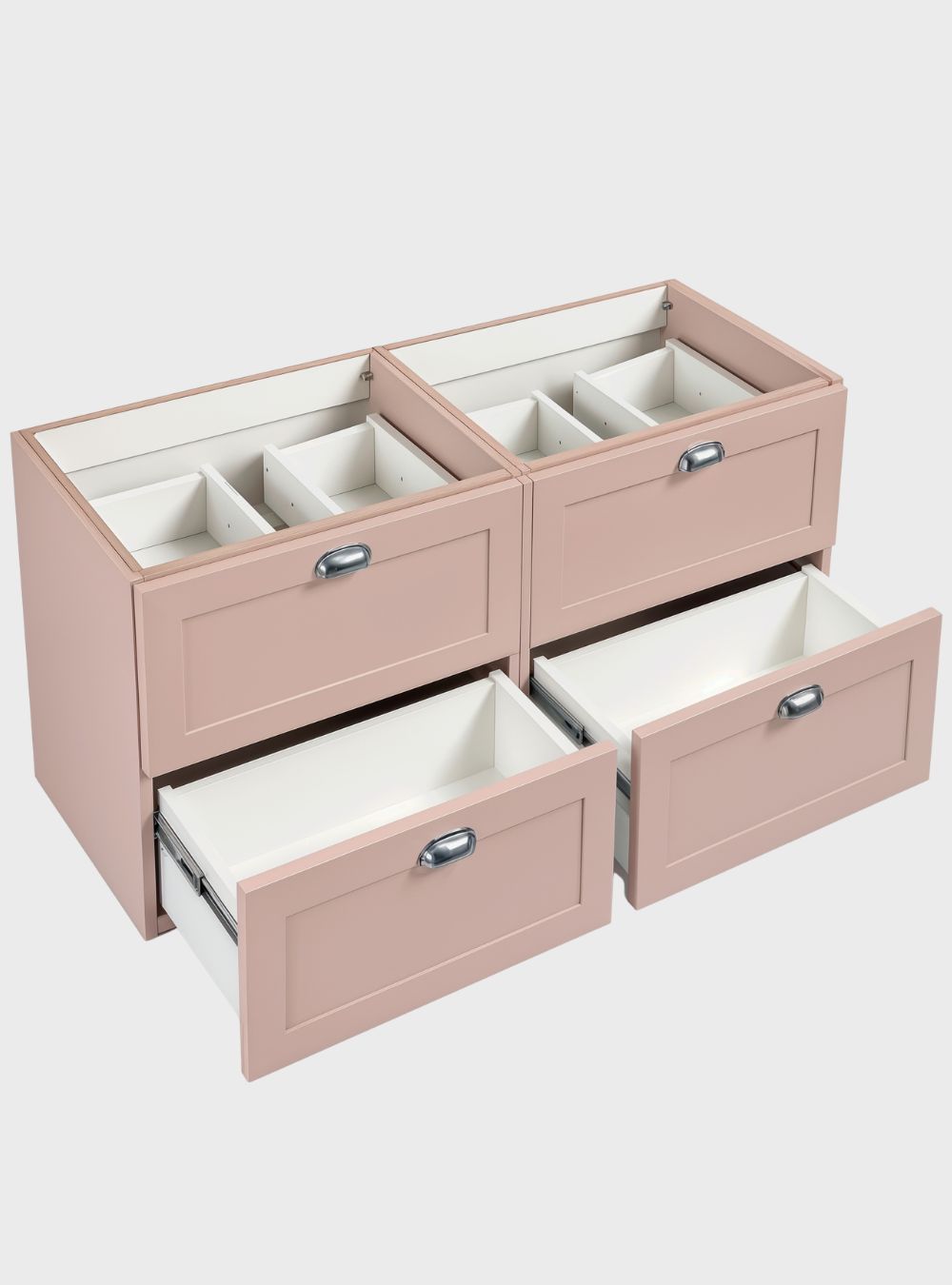 Gabinete para Banheiro com Tampo e 2 Cubas 120cm Retrô MDF Rosa Milano
