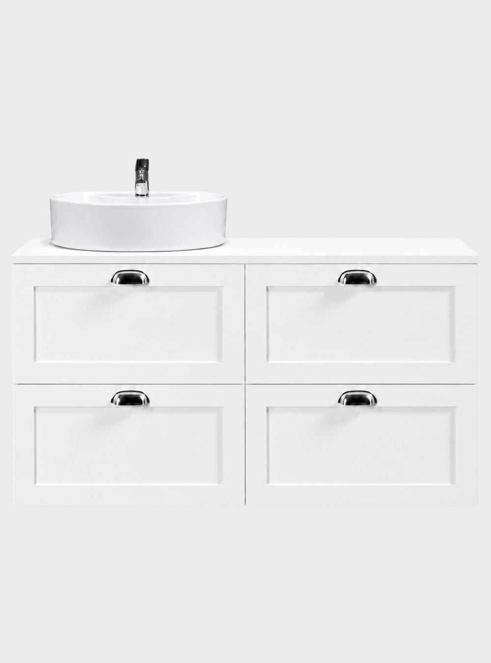 Gabinete para Banheiro com Tampo Cuba e Armário 120cm Retrô MDF Branco Milano