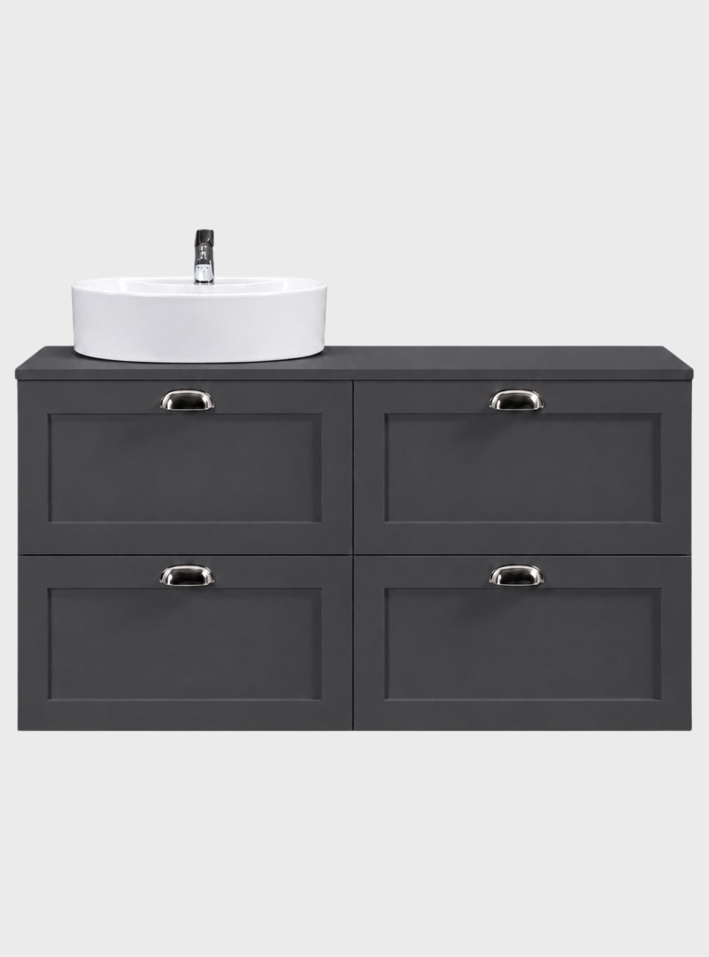 Gabinete para Banheiro com Tampo Cuba e Armário 120cm Retrô MDF Grafite Milano