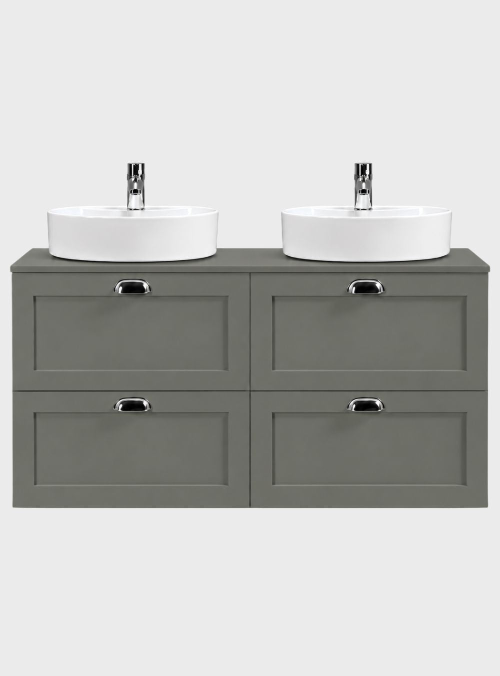 Gabinete para Banheiro com Tampo e 2 Cubas 120cm Retrô MDF Verde Milano