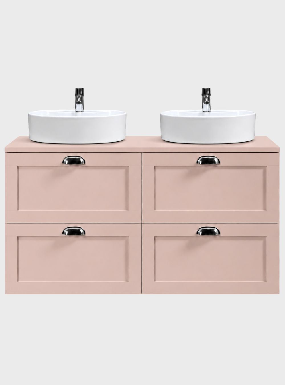 Gabinete para Banheiro com Tampo e 2 Cubas 120cm Retrô MDF Rosa Milano
