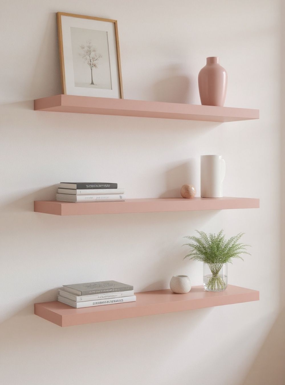Kit de 3 Prateleiras 80cm MDF Rosa