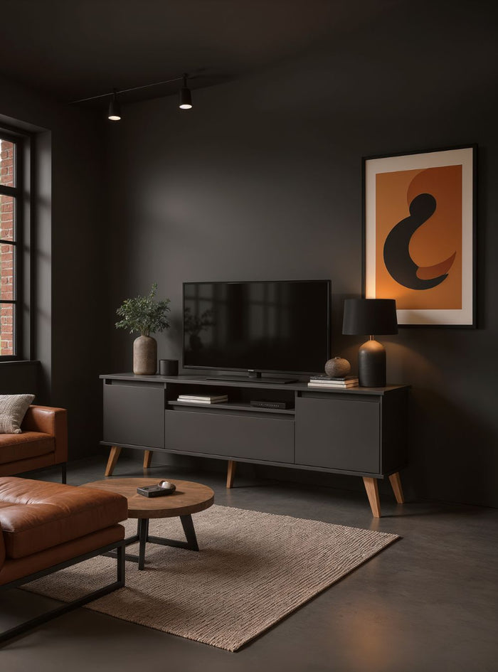 Rack para TV 150cm Retro Mdf Grafite Dallas - On Móveis