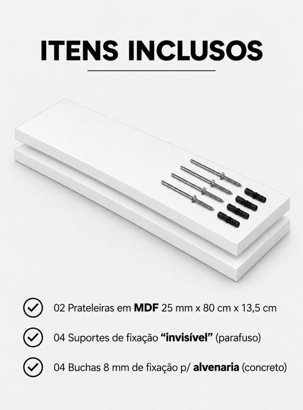 Kit de 2 Prateleiras 80cm MDF Freijó — vista adicional