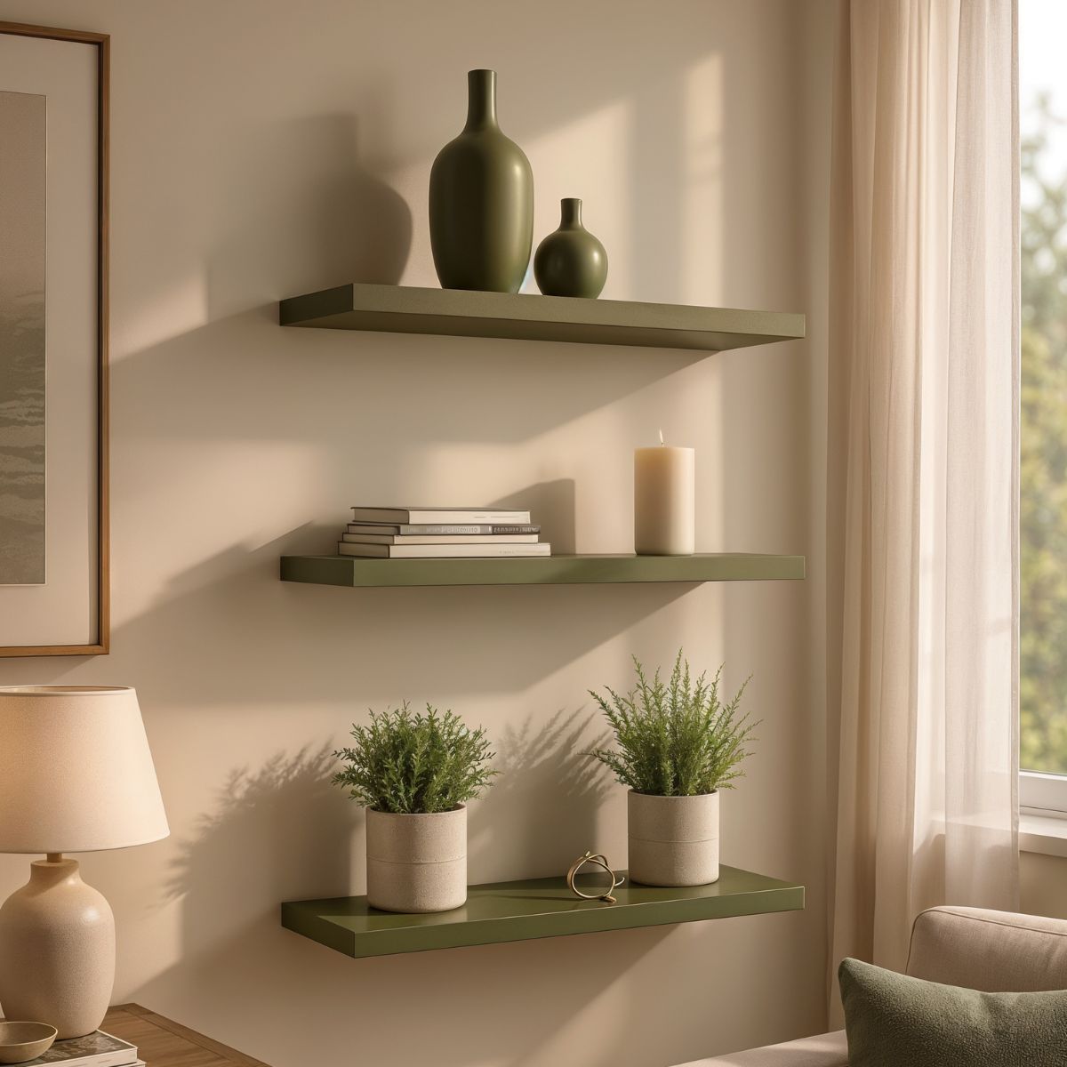 Kit de 3 Prateleiras 80cm MDF Verde