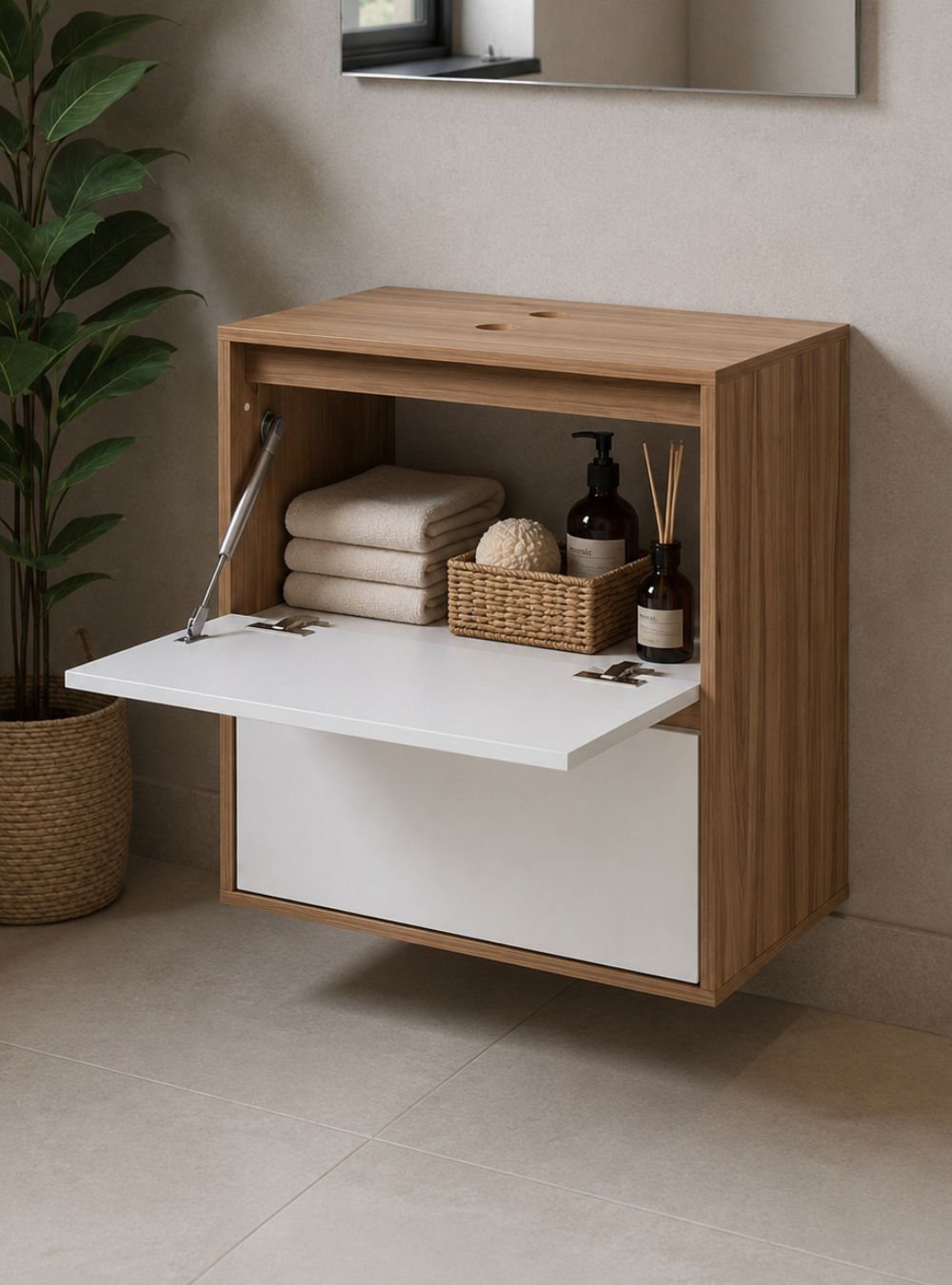 Gabinete para Banheiro 60cm Mdf Freijo Dubai - On Móveis