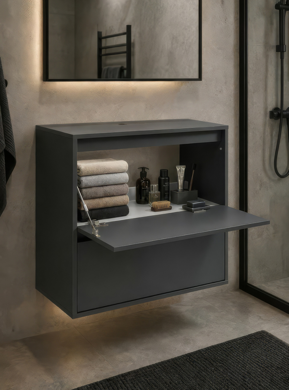 Gabinete para Banheiro 60cm Mdf Grafite Dubai - On Móveis
