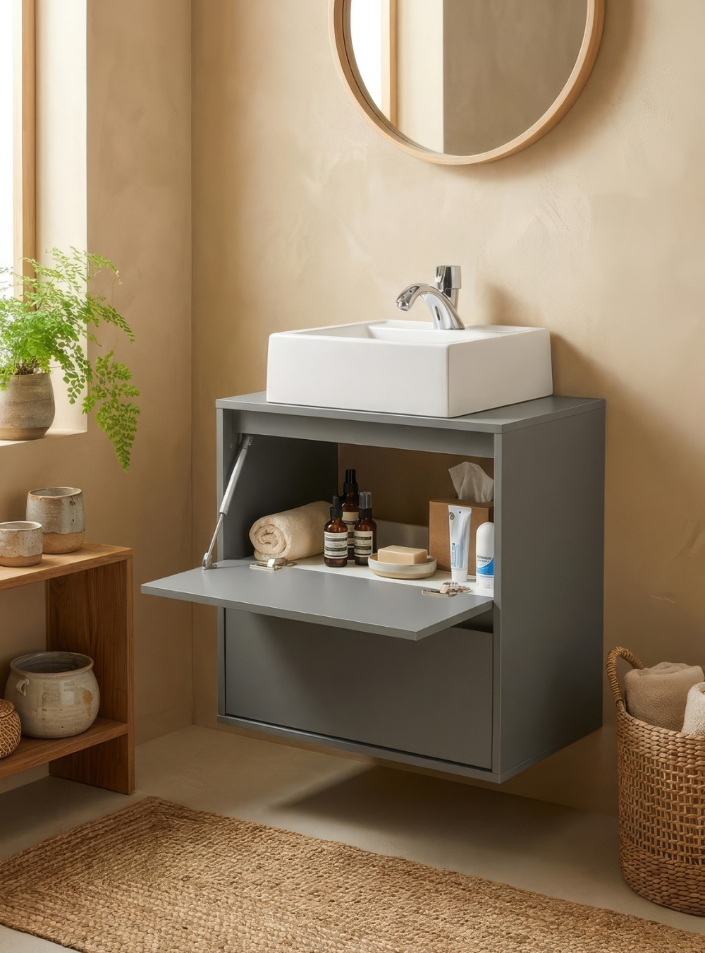 Gabinete para Banheiro com Cuba 60cm MDF Verde Dubai — vista adicional