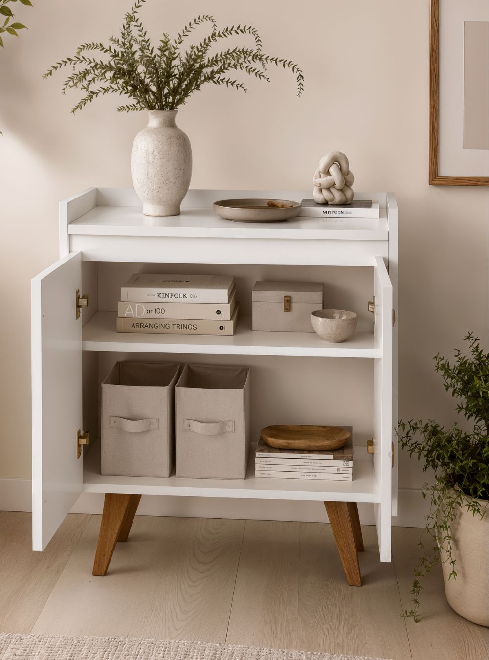 Aparador Buffet 60cm Retro Mdf Branco Madri - On Móveis