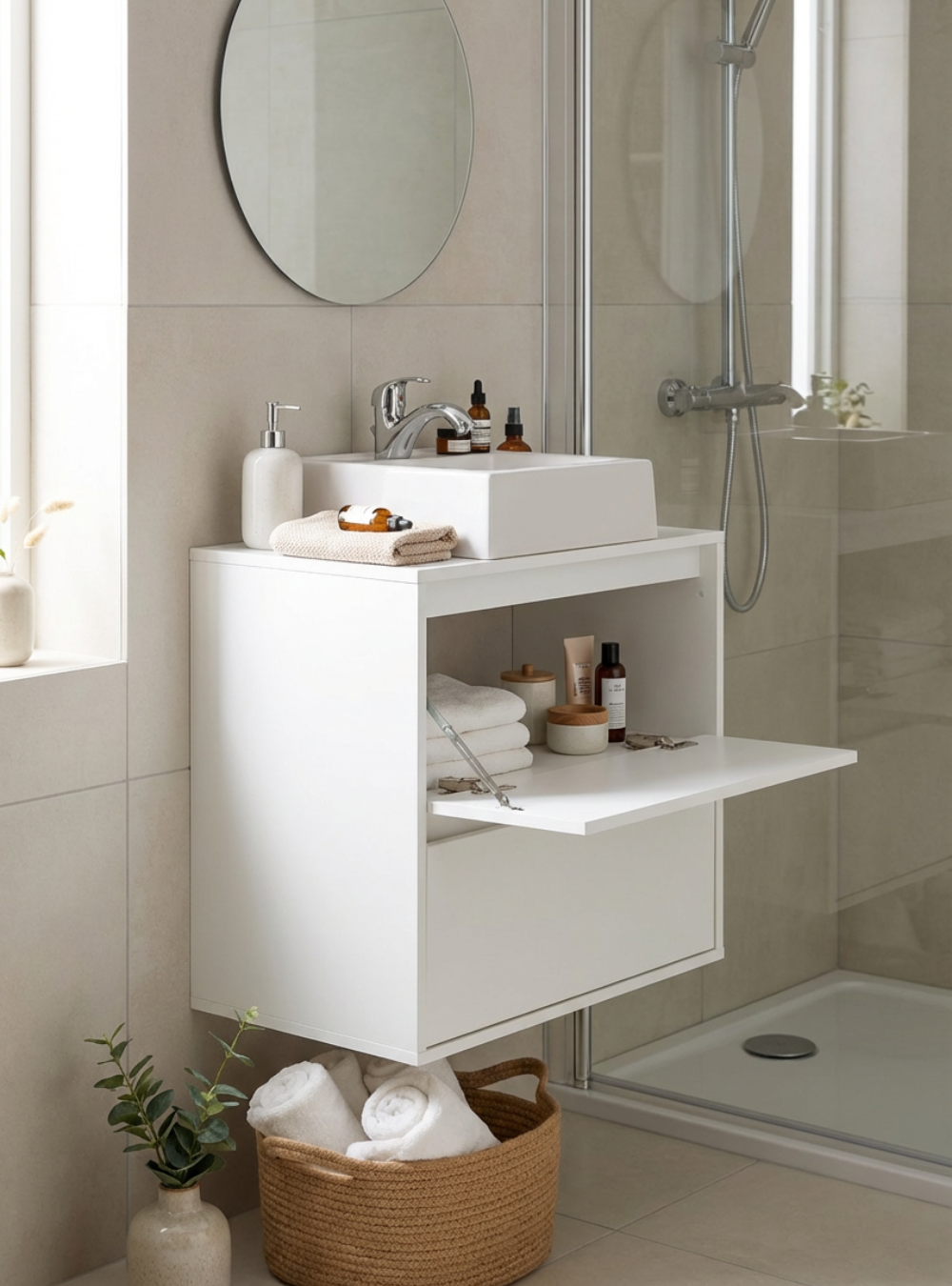 Gabinete para Banheiro com Cuba 60cm Mdf Branco Dubai - On Móveis