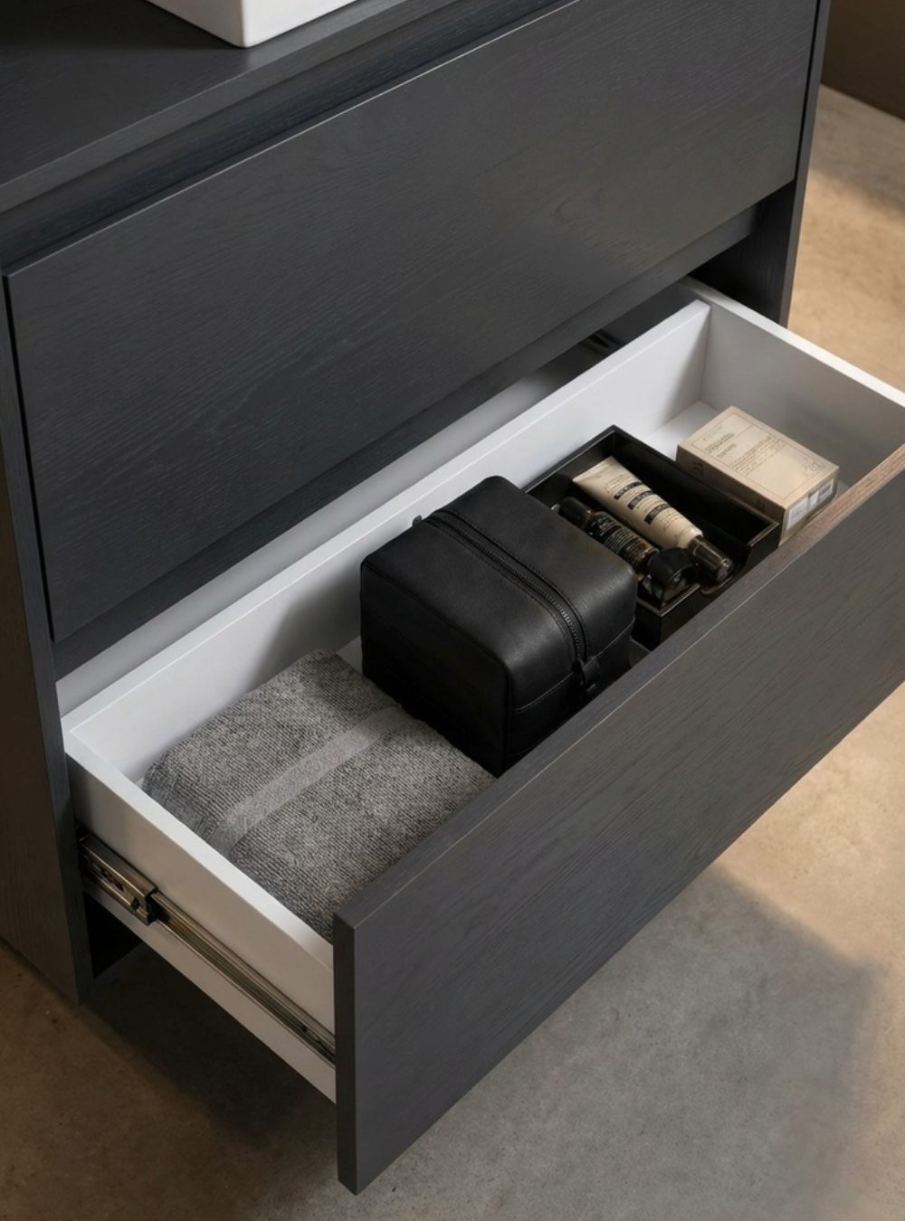 Gabinete para Banheiro com Cuba 80cm Mdf Grafite Dubai - On Móveis