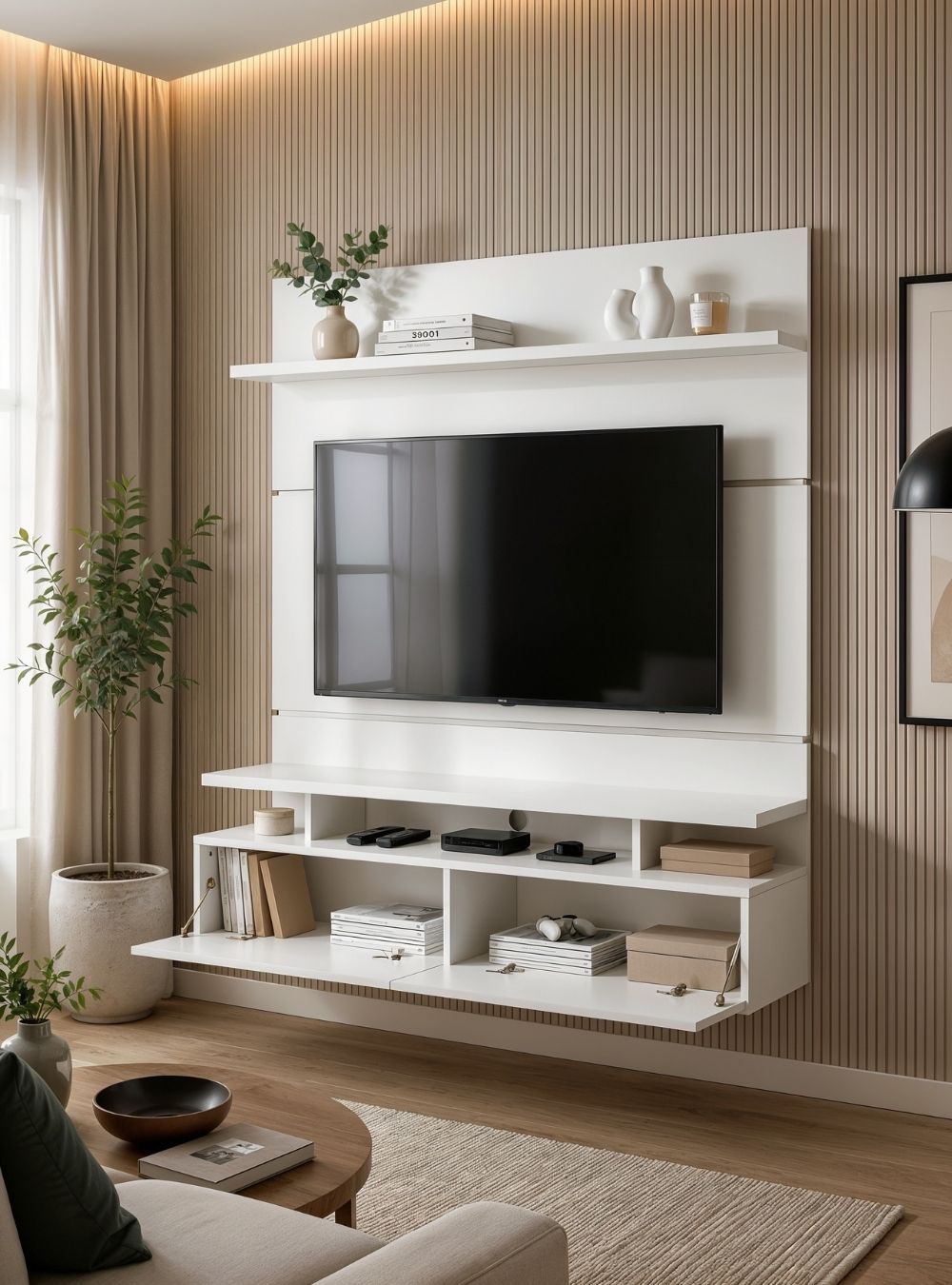 Painel para TV Até 55 Polegadas 130cm Mdf Branco Veneza - On Móveis