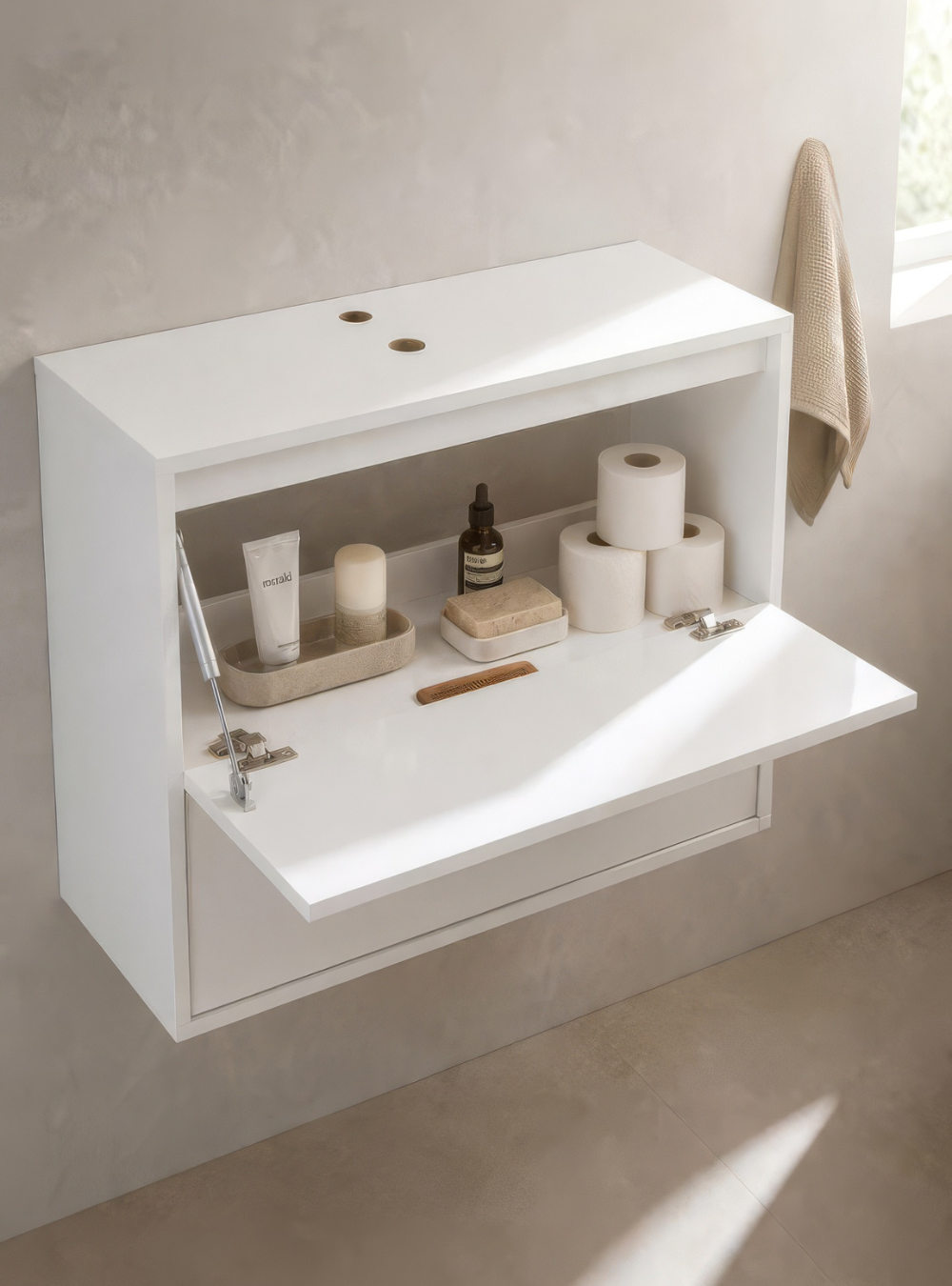 Gabinete para Banheiro com Espelho 80cm Mdf Branco Dubai - On Móveis