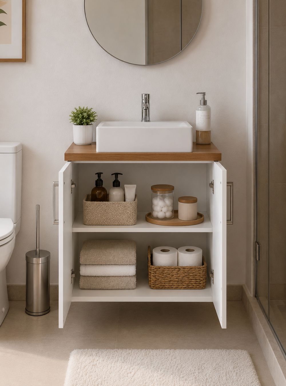 Gabinete para Banheiro com Cuba 60cm Mdf Freijo Paris - On Móveis