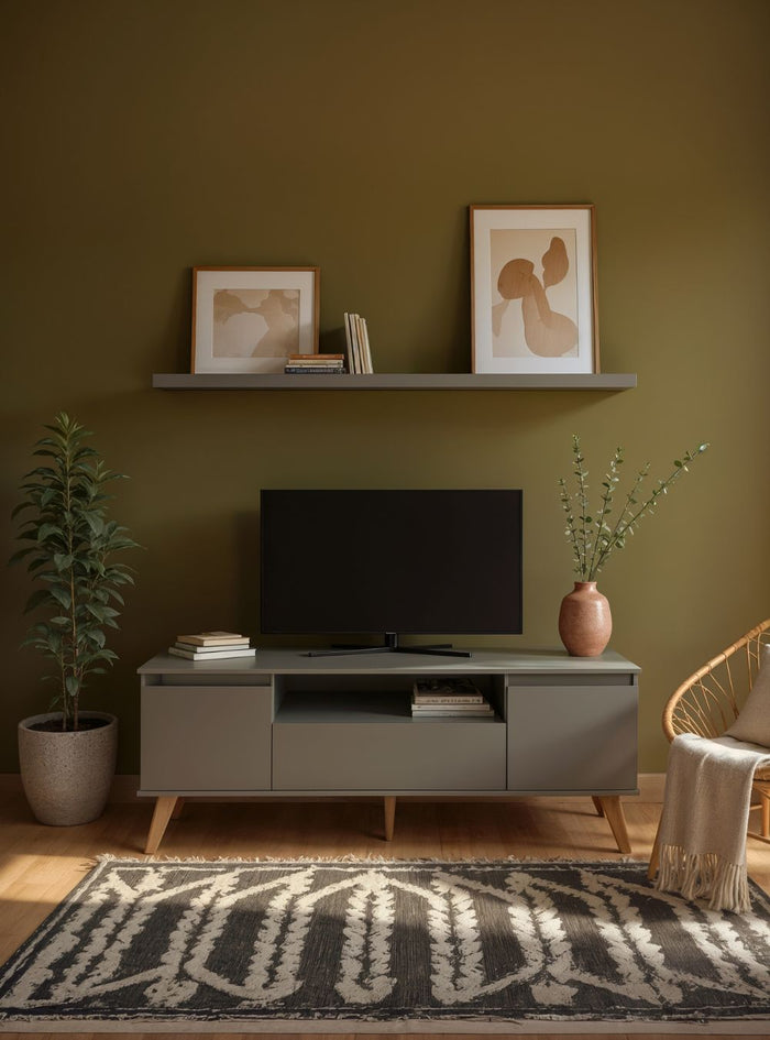 Rack para TV com Prateleira 150cm Retro Mdf Verde Dallas - On Móveis