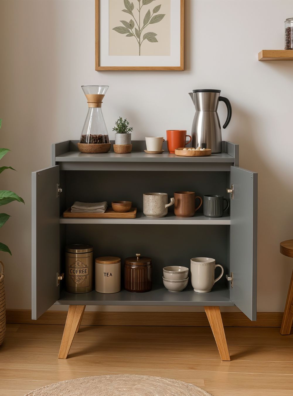Aparador Buffet 60cm Retro Mdf Verde Madri - On Móveis
