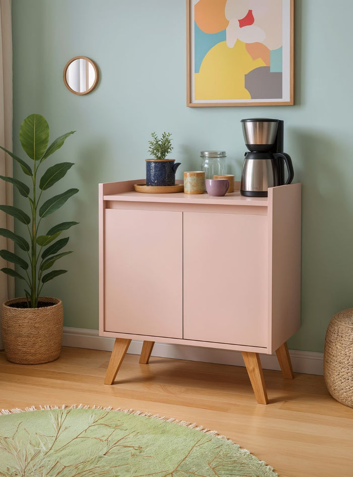 Aparador Buffet 60cm Retro Mdf Rosa Madri - On Móveis