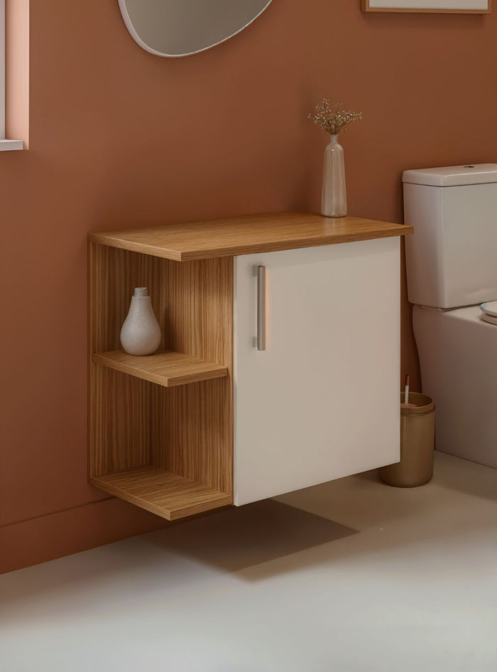 Gabinete para Banheiro 50cm Mdf Freijo com Branco Moscou - On Móveis
