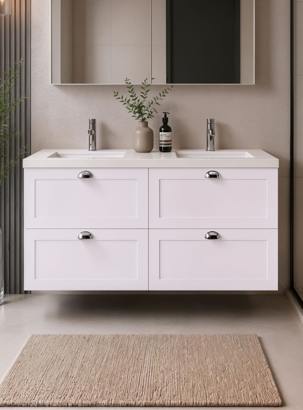 Gabinete para Banheiro 120cm Retro Mdf Branco Milano - On Móveis