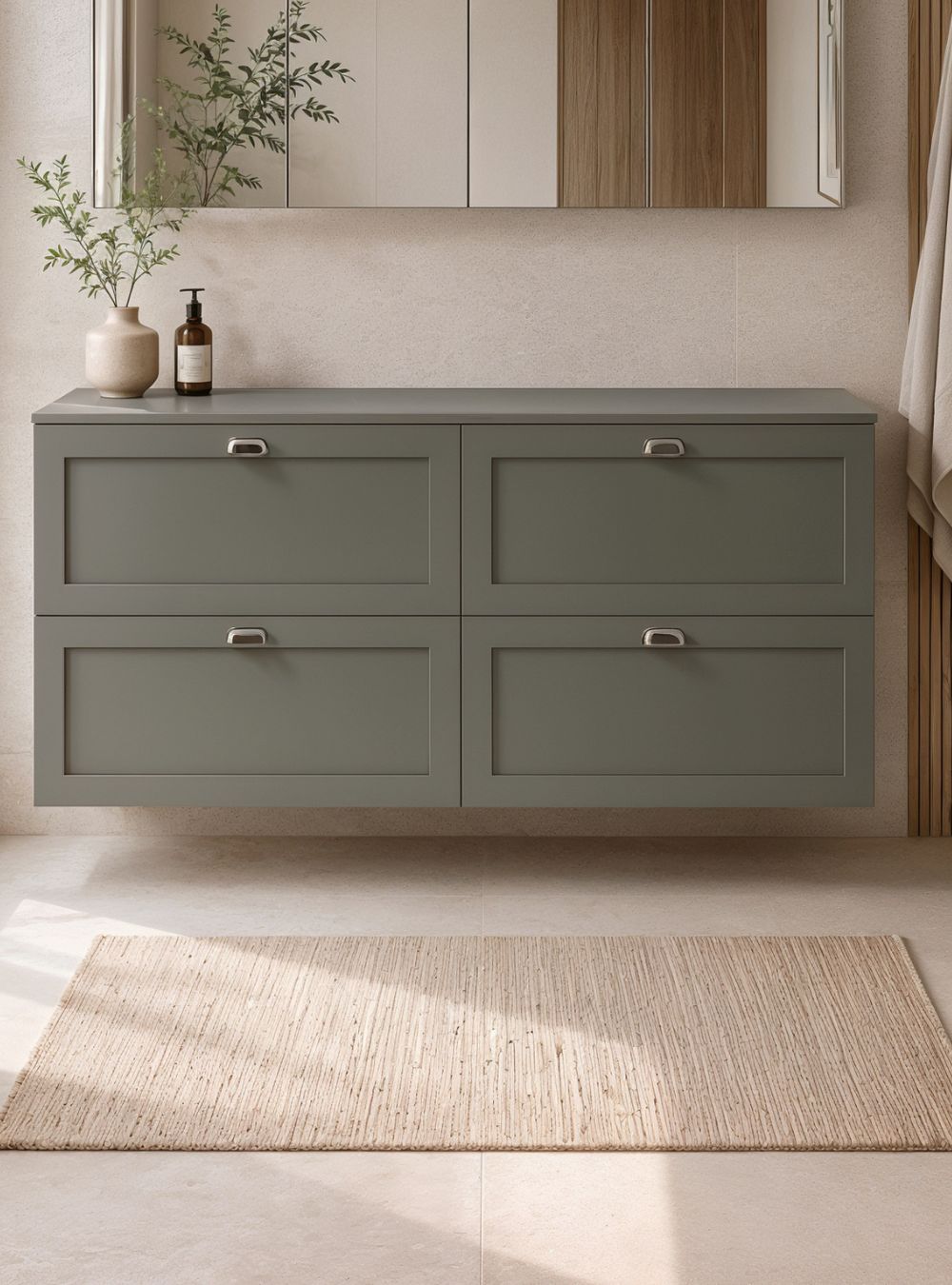 Gabinete para Banheiro com  Tampo 160cm Retro Mdf Verde Milano - On Móveis