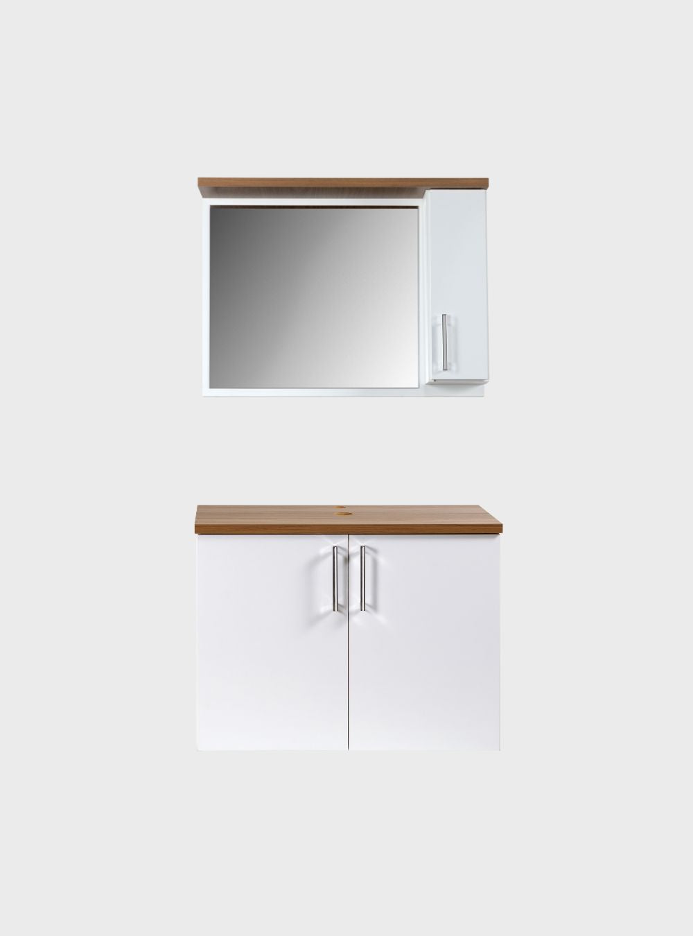 Gabinete para Banheiro com Espelheira 80cm Mdf Freijó com Branco Paris - On Móveis