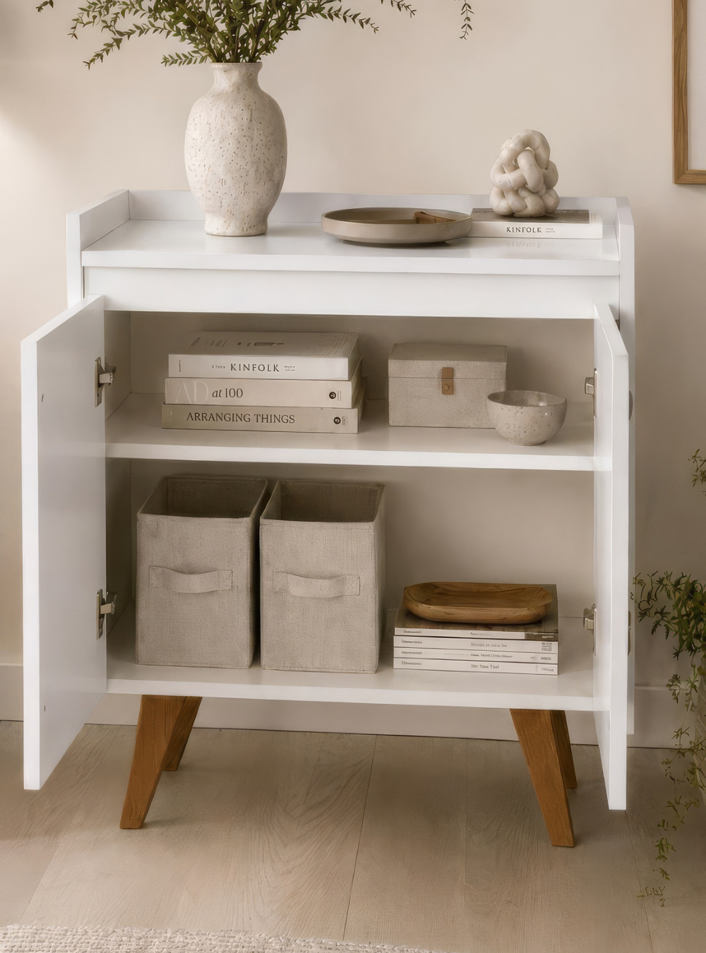 Aparador Buffet 60cm Retro Mdf Branco Madri - On Móveis