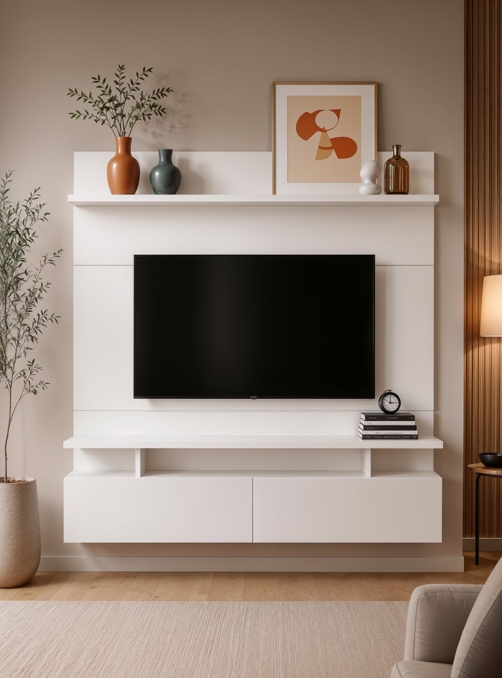 Painel para TV Até 55 Polegadas 130cm Mdf Branco Veneza - On Móveis