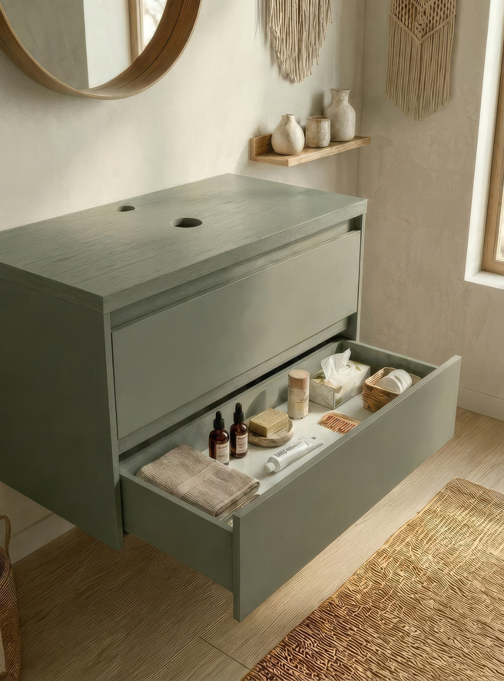 Gabinete para Banheiro 80cm Mdf Verde Dubai - On Móveis