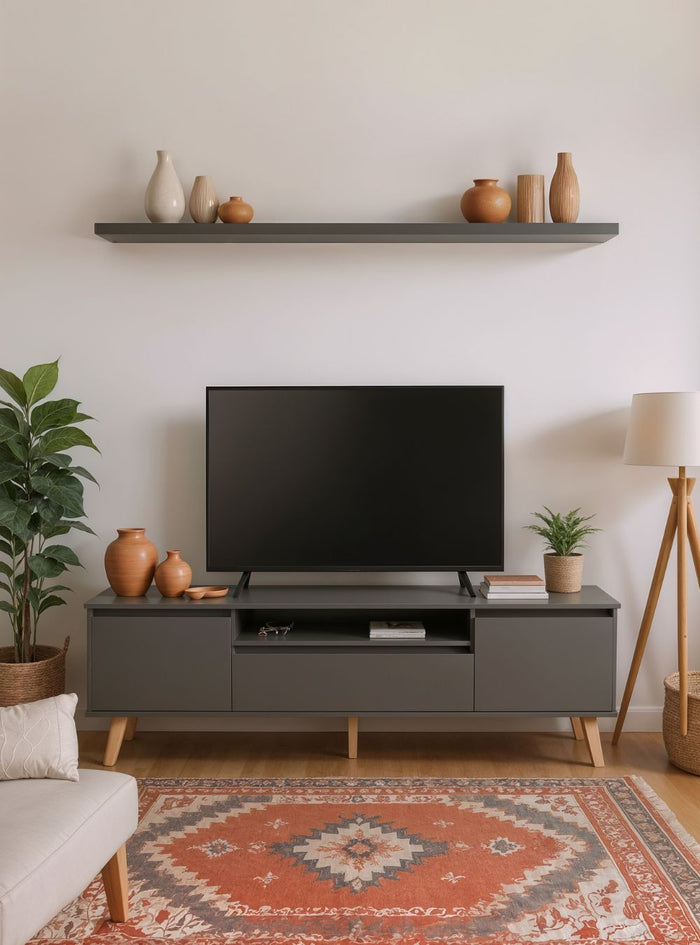 Rack para TV com Prateleira 180cm Retro Mdf Verde Dallas - On Móveis