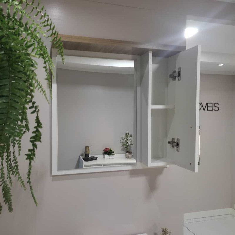 On Móveis Armários para banheiro 60 Armário de Banheiro 60cm Mdf Nogal com Branco Paris - On Móveis