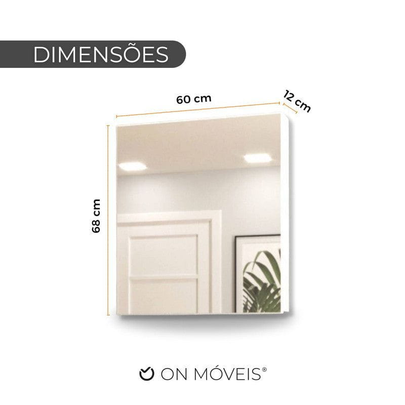 On Móveis Armários para banheiro Armário para Banheiro com Espelho 60cm Mdf Branco - On Móveis