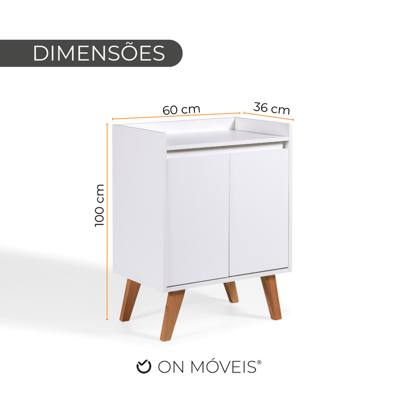 On Móveis Buffets Aparador Buffet 60cm Retro Mdf Branco Madri - On Móveis