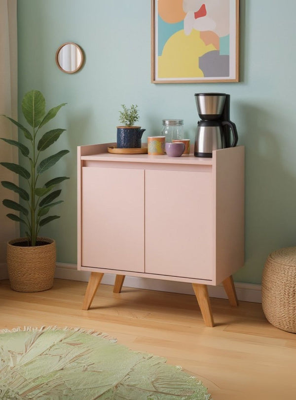 Aparador Buffet 60cm Retro Mdf Rosa Madri - On Móveis