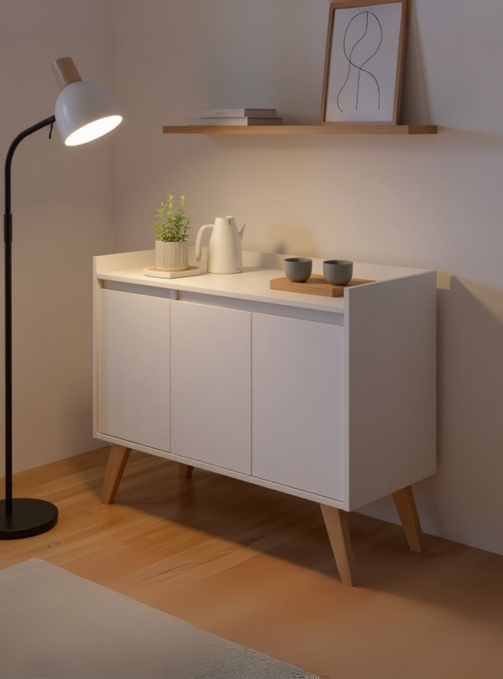 On Móveis Buffets Aparador Buffet 90cm Retro Mdf Branco Madri - On Móveis